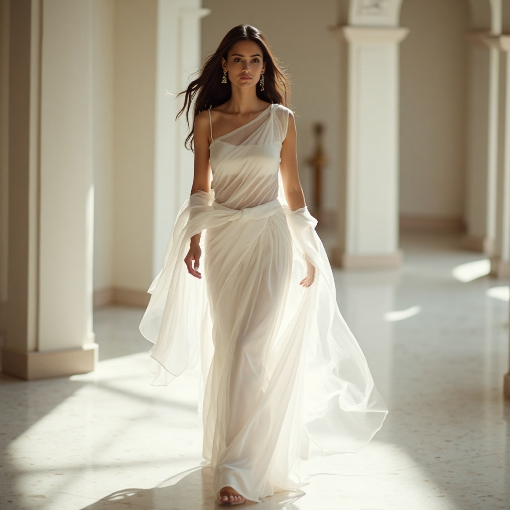 Women white organza saree