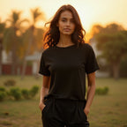 women solid BLACK co-ord set