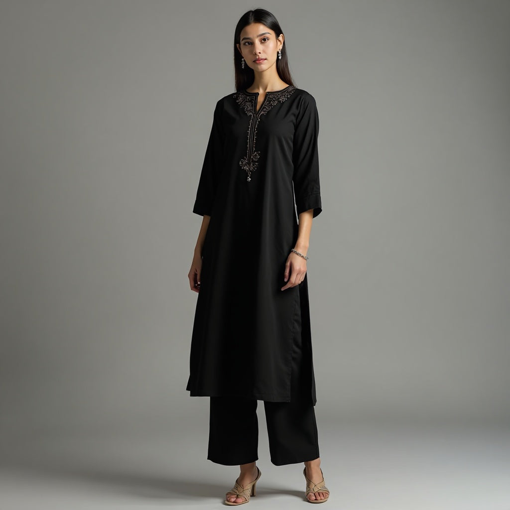 Women’s Elegant Ethnic Black Suit Set