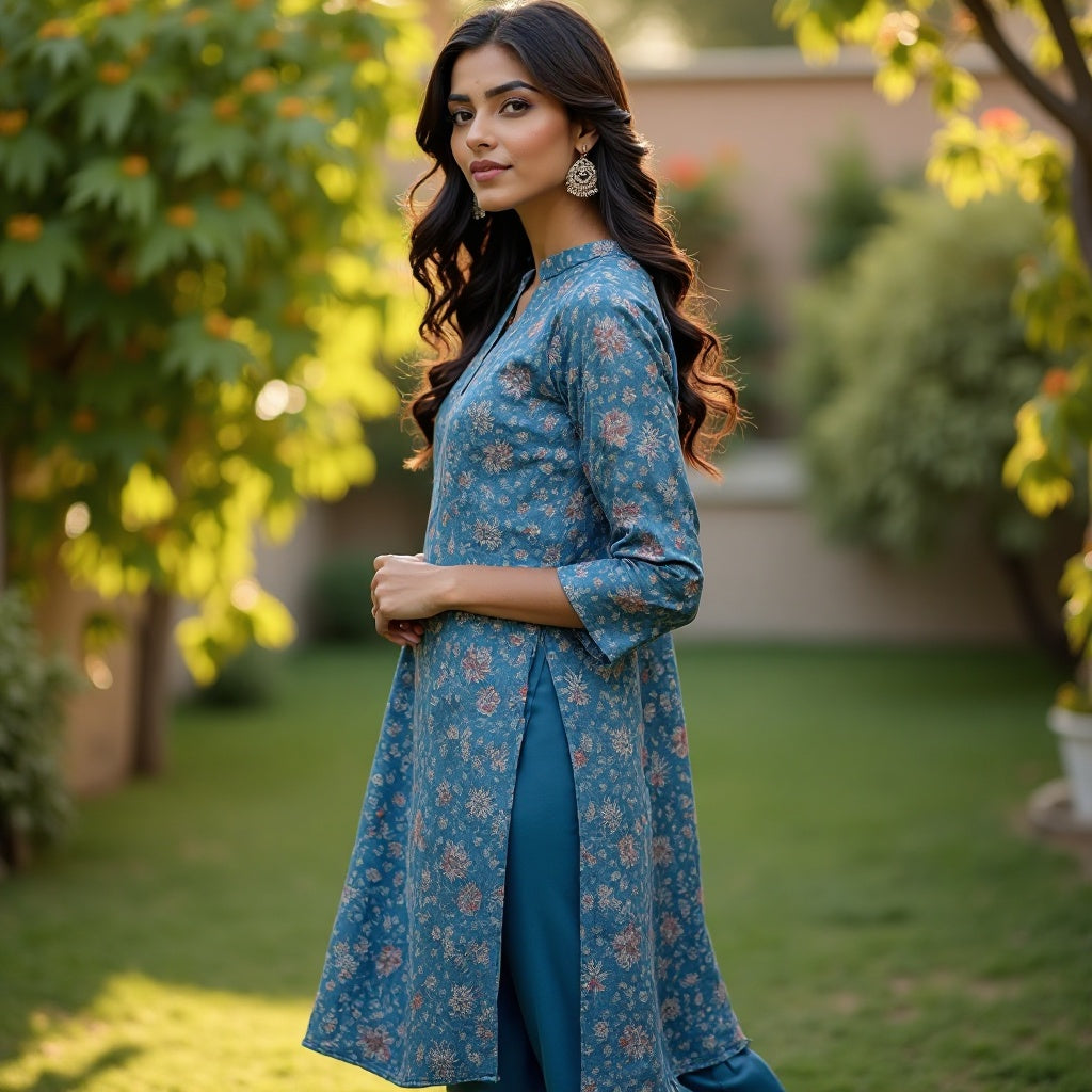 Women’s Elegant Ethnic Blue Suit Set