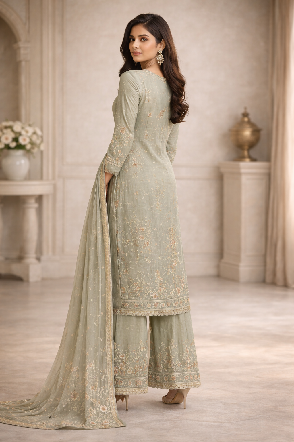 Women’s Elegant Ethnic White Suit Set