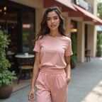 Women Solid dusty rose co-ord set