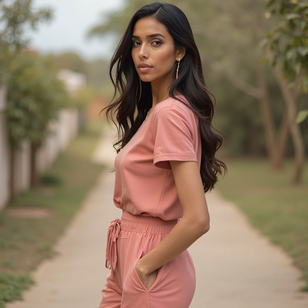 Women Solid dusty rose co-ord set