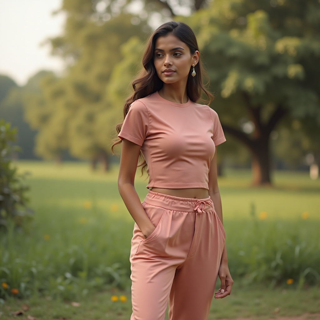 Women Solid dusty rose co-ord set