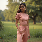 Women Solid dusty rose co-ord set