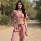 Women Solid dusty rose co-ord set