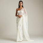women WHITE organza saree