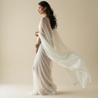 women WHITE organza saree