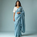WOMEN SKY BLUE  cotton/linen saree