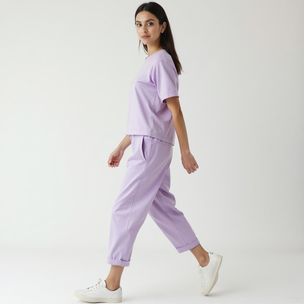 women solid lavender co-ord set