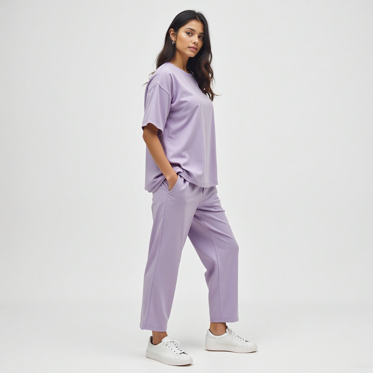 women solid lavender co-ord set